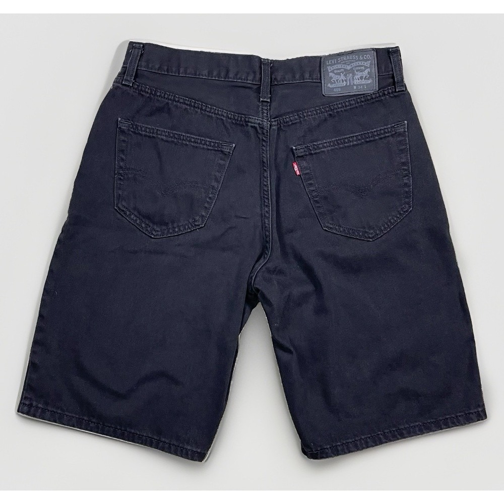 Levis 469 Loose Fit Denim Shorts Mens 34 Black Baggy Skater Jorts Y2K 90s Jean